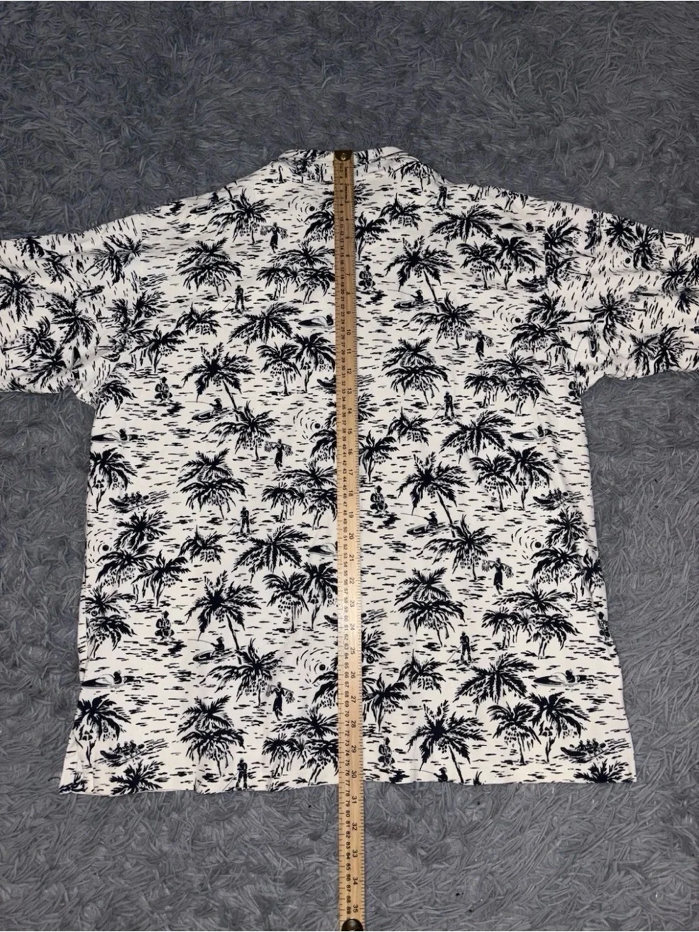Vintage Polo Ralph Lauren Men Hawaiian Camp Shirt XL Navy Blue Cotton Resortwear